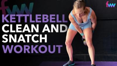 Kindal doing a sling shot through her legs to get ready for the next set of kettlebell clean and snatches.