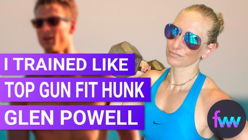 Kindal looking like a Top Gun star beside an image of Glen Powell. 